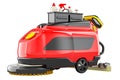 Electric Floor Scrubber Dryer, 3D rendering Royalty Free Stock Photo