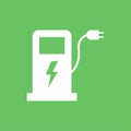 Electric fuel pump station icon. Charging point for hybrid vehicles cars sign symbol