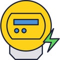 Electric gauge energy meter flat icon isolated