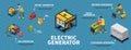 Electric Generator Infographic Set