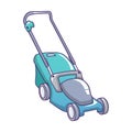 Electric grass cutter icon, cartoon style