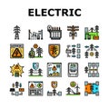 electric grid energy power icons set vector Royalty Free Stock Photo