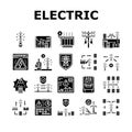 electric grid energy power icons set vector Royalty Free Stock Photo