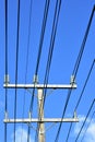 Electric grid wires and isolators Royalty Free Stock Photo