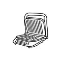 Electric grill color line icon. Kitchen device.