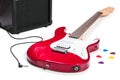 Electric guitar and amplifier isolated Royalty Free Stock Photo