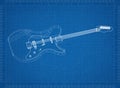 Electric guitar Architect blueprint Royalty Free Stock Photo