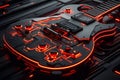 An electric guitar with circuits symbolizing the integration of AI technology and music innovation Royalty Free Stock Photo