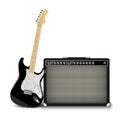 Electric guitar and classic guitar amplifier isolated on white background, vector Royalty Free Stock Photo