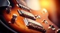 Electric guitar close up macro photography. Musical instrument. For banner or background. Copy space Royalty Free Stock Photo