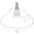 Electric guitar contour from black lines isolated on white background. Perspective view. Vector illustration Royalty Free Stock Photo