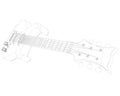 Electric guitar contour from black lines isolated on white background. Vector illustration Royalty Free Stock Photo