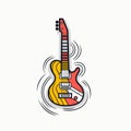 Electric guitar hand-drawn comic illustration. Electric guitar. Vector doodle style cartoon illustration Royalty Free Stock Photo