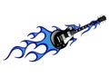 Electric guitar on fire with blue flames Royalty Free Stock Photo