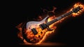 Electric guitar on fire with flames Royalty Free Stock Photo