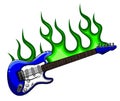 Electric guitar on fire in full color and black flames vector illustration Royalty Free Stock Photo