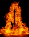 Electric guitar in flames Royalty Free Stock Photo