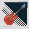 Electric guitar flat icon and  strings musical instrument, closeup Royalty Free Stock Photo