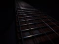 Electric guitar fretboard and strings Royalty Free Stock Photo