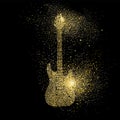 Electric Guitar gold glitter art concept symbol