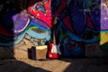 Electric guitar and graffiti wall Royalty Free Stock Photo