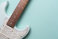 Electric guitar on green table background, flat lay, music instrument concept Royalty Free Stock Photo