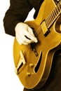 Electric guitar guitarist hand isolated. Royalty Free Stock Photo