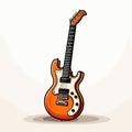 Electric guitar hand-drawn comic illustration. Electric guitar. Vector doodle style cartoon illustration Royalty Free Stock Photo