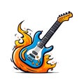 Electric guitar hand-drawn comic illustration. Electric guitar. Vector doodle style cartoon illustration Royalty Free Stock Photo