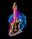 Electric guitar. Hand drawn grunge style art. Royalty Free Stock Photo