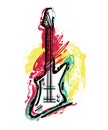 Electric guitar. Hand drawn grunge style art. Royalty Free Stock Photo