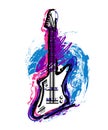 Electric guitar. Hand drawn grunge style art. Royalty Free Stock Photo