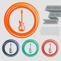 Electric guitar icon. on the red, blue, green, orange buttons for your website and design with space text. Royalty Free Stock Photo