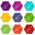 Electric guitar icons set 9 vector Royalty Free Stock Photo