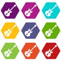 Electric guitar icons set 9 vector Royalty Free Stock Photo