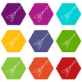 Electric guitar icons set 9 vector Royalty Free Stock Photo