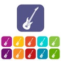 Electric guitar icons set Royalty Free Stock Photo