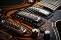 electric guitar, with its strings and fretboard in close-up view Royalty Free Stock Photo