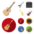 Electric guitar, loudspeaker, saxophone, violin.Music instruments set collection icons in cartoon,flat style vector Royalty Free Stock Photo