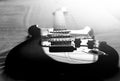 Electric guitar macro abstract ,black and white photo Royalty Free Stock Photo