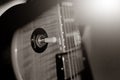 Electric guitar macro abstract ,black and white photo Royalty Free Stock Photo