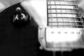 Electric guitar macro abstract black and white, zoom blur Royalty Free Stock Photo