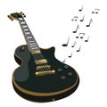 Electric guitar makes a sound. Colored guitar with notes. Musical instrument. Musical emblem. Isolated stylish art Royalty Free Stock Photo