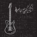 Electric guitar and music notes Royalty Free Stock Photo