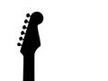 Electric Guitar and Neck Black Silhouette Against a White Background