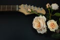 Electric guitar neck decorated with roses Royalty Free Stock Photo