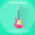 Electric Guitar Rock Music Equipment Flat Vector