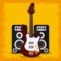 Electric guitar speaker music sound media festival icon. Vector