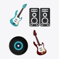 Electric guitar speaker vinyl music icon. Vector graphic Royalty Free Stock Photo