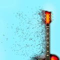 Electric guitar splits Into parts and notes. Dispersion Effect. Square orientation. Background Festivals. Music schools. Concerts